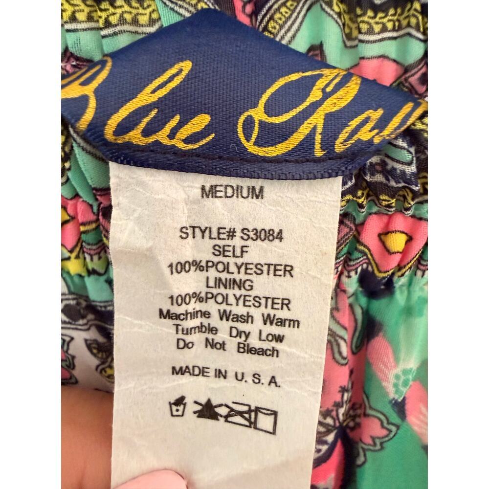 Blue Rain Boho Maxi Skirt Medium Aqua Pink Paisley Festival - Picture 6 of 7